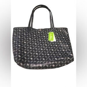 Sam Edelman Harper Medium Monogram Shopper Tote Bag Navy NWT